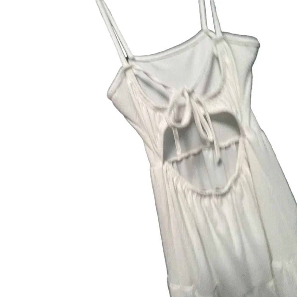 Nasty Gal Size US 6 White Maxi Dress Tie and Cutout in Back Tiered Summer Layer - Picture 6 of 6